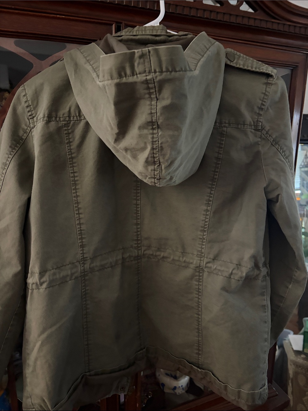 Forever 21 Olive Green Military Field Jacket with Hood - Picture 4 of 6